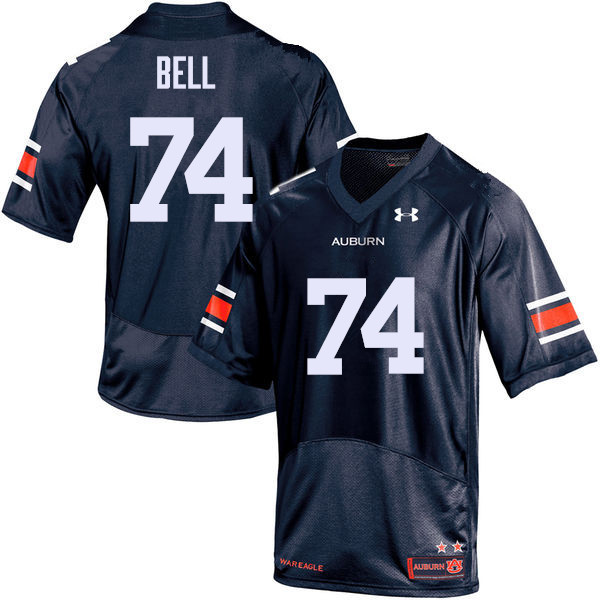 Auburn Tigers Men's Wilson Bell #74 Navy Under Armour Stitched College NCAA Authentic Football Jersey TLJ7874WH